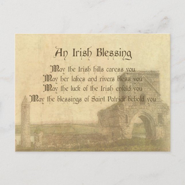Carte Postale Bénédiction irlandaise vintage (Devant)