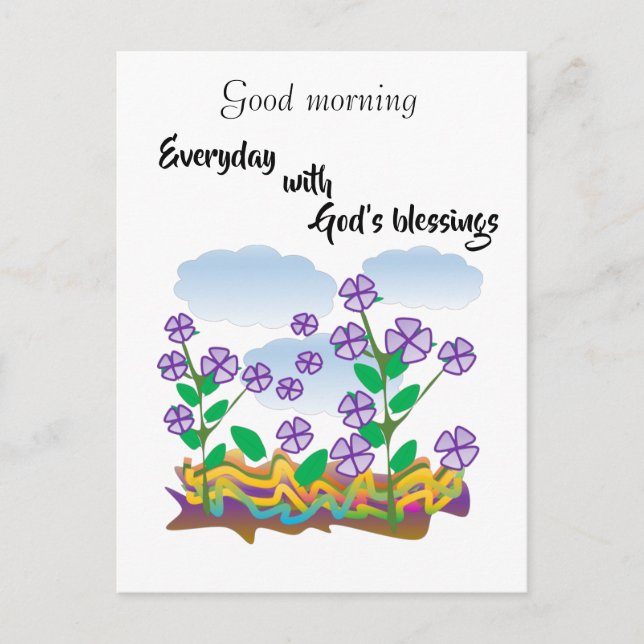 Carte Postale Bénédiction matinale Fleur violette (Devant)