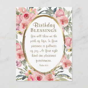 Carte Postale Bénédictions d'anniversaire Inspirantes Élégantes 