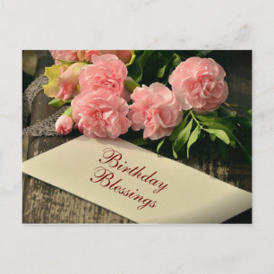 Carte Postale Bénédictions d'anniversaire inspirantes, Roses ros