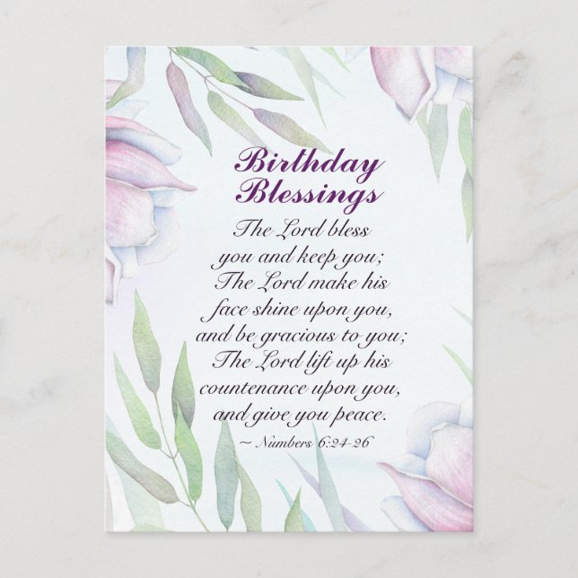 Carte Postale Bénédictions d'anniversaire Nombres 6:24-26 La bén (Devant)