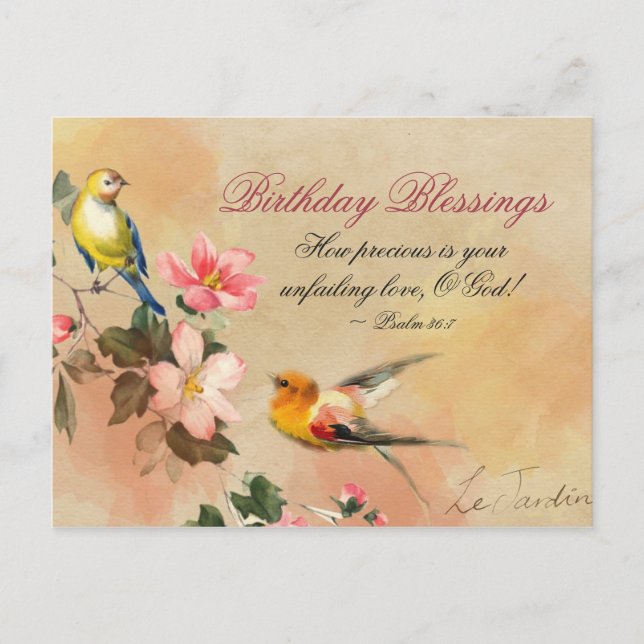 Carte Postale Bénédictions d'anniversaire Psaume 36:7 Bible Oise (Devant)