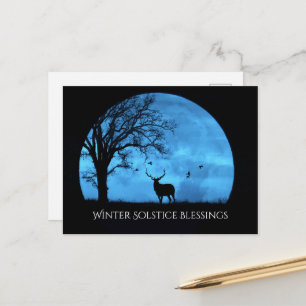 Carte Postale Bénédictions du solstice d'hiver Chêne Lune Élan