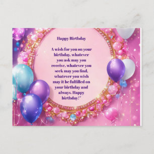 Carte Postale " Bénédictions spéciales d'anniversaire"