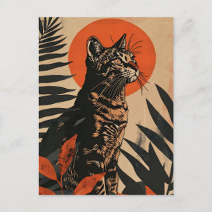 Carte Postale Bengale Chat Art Vintage