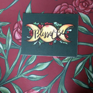 Carte Postale Béni Soit Triple Lune Déesse Holly Yule
