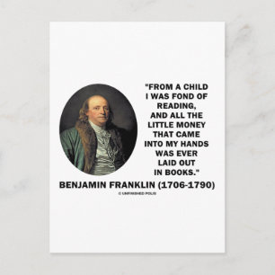 Carte Postale Benjamin Franklin Fond De Lecture Citation D'Argen