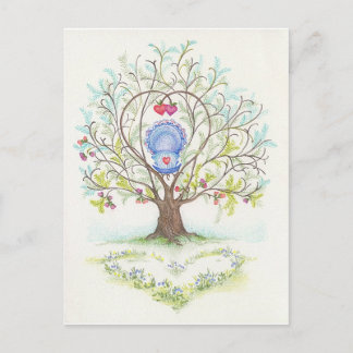 Carte Postale Berceau bébé dans un arbre de coeur et d'amour