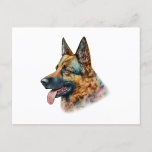 Carte Postale Berger allemand aquarelle