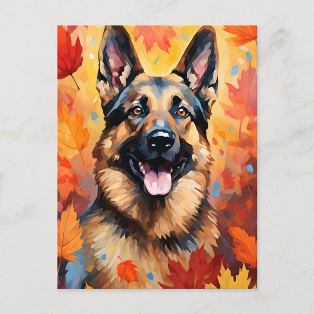 Carte Postale Berger Allemand Automne Thanksgiving  (Devant)
