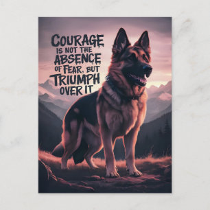 Carte Postale Berger Allemand Courage au Coucher du Soleil