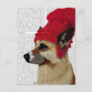 Carte Postale Berger allemand en Casquette laine rouge