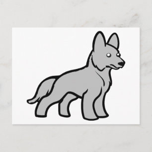 Carte Postale Berger Allemand Gris Dessin Animé