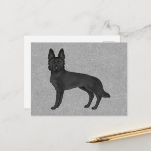 Carte Postale Berger Allemand Noir Chien GSD Dessin Animé Mignon