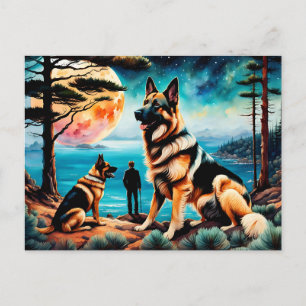 Carte Postale Bergers allemands Randonnée sur la montagne