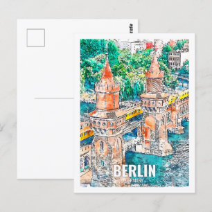 Carte Postale Berlin Allemagne Travel Place Watercolor