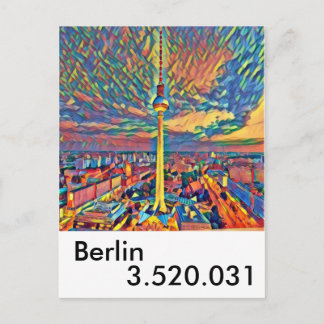 Carte Postale Berlin Hauptstadt Fernsehturm bunt Einwohner