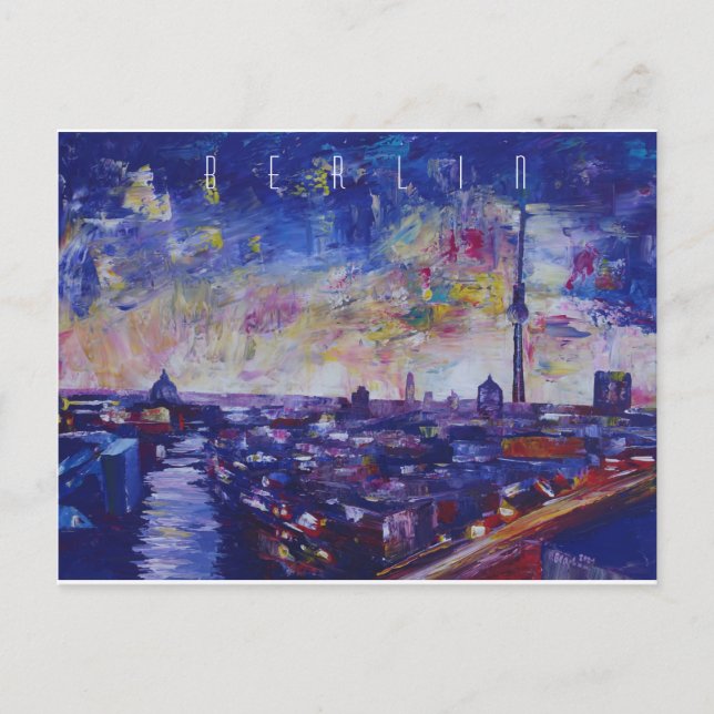 Carte Postale Berlin Impressionnante Skyline la nuit (Devant)