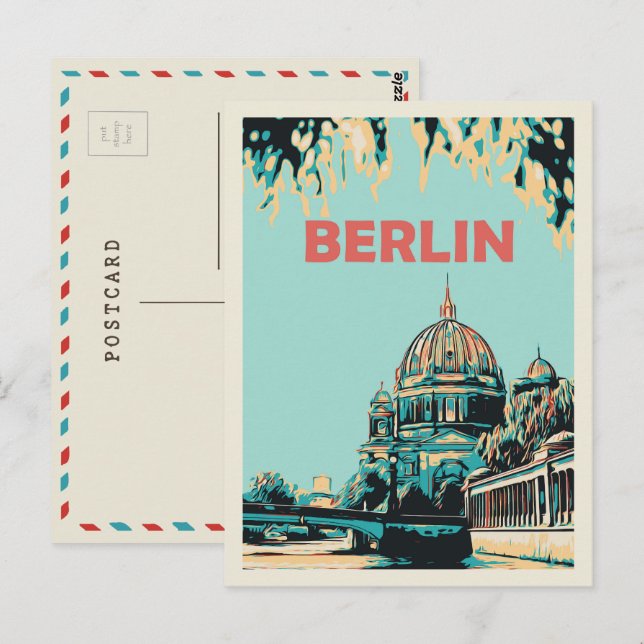 Carte Postale Berlin Musées île illustration Allemagne Postcar (Devant / Derrière)
