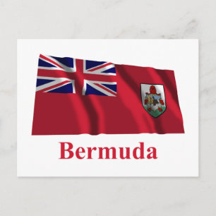 Carte Postale Bermude Drapeau agité avec nom
