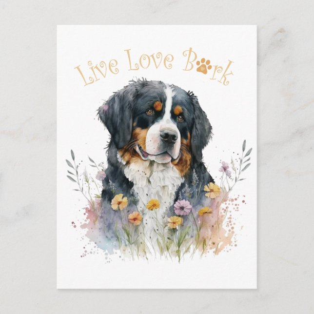 Carte Postale Bernese Mountain Dog Mom Floral (Devant)