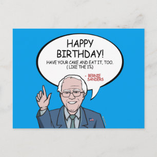 Carte Postale Bernie Sanders Salutation - Joyeux anniversaire -.