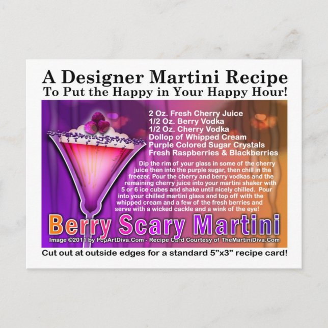 Carte postale Berry Scary Halloween Martini Recett (Devant)