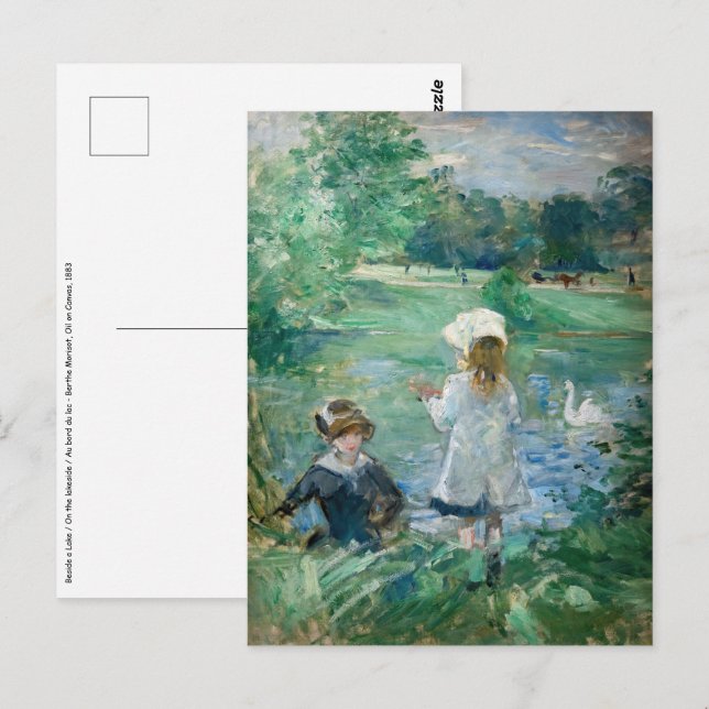 Carte Postale Berthe Morisot - À côté d'un lac (Devant / Derrière)