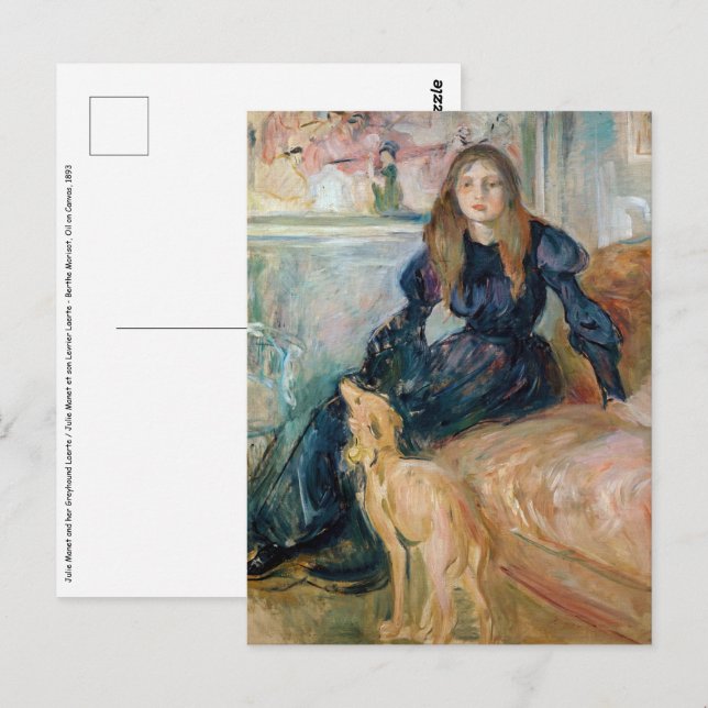 Carte Postale Berthe Morisot - Julie et son Greyhound Laerte (Devant / Derrière)