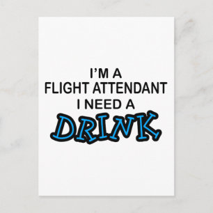 Carte Postale Besoin d'un verre - agent de bord