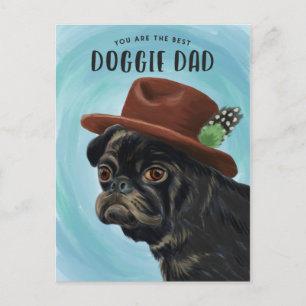 Carte Postale Best Chien Papa Carlin Puppy Fête des pères
