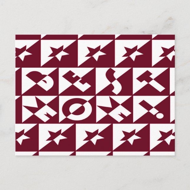 Carte Postale Best Mama Red and White Pattern with Stars (Devant)