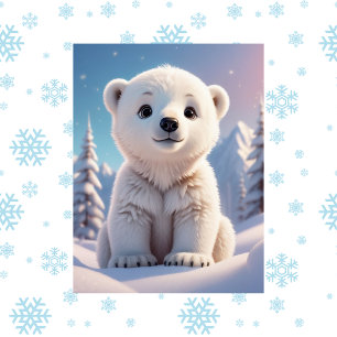 Carte Postale Bêtes, hiver, Ours polaire, Croisement