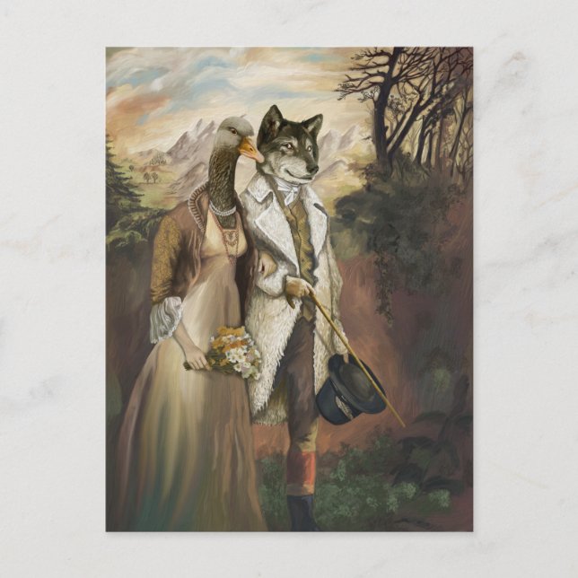 Carte Postale Bêtes nobles - Loup dans les vêtements de mouton (Devant)