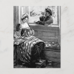 Carte Postale Betsy Ross fait la première image drapeau_Guerre