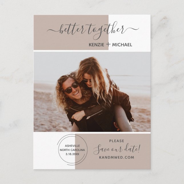 Carte Postale Better Together Photo Save the Date Mariage Modern (Devant)