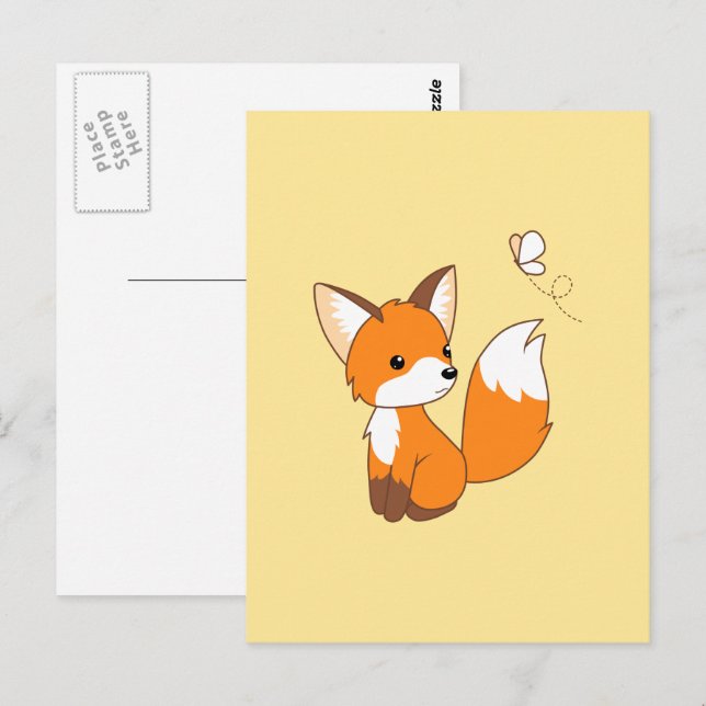 Carte Postale Beurre à regarder de la petite Fox mignonne (Devant / Derrière)