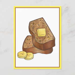 Carte Postale Beurre Banane Pain tranche de nourriture Illustrat