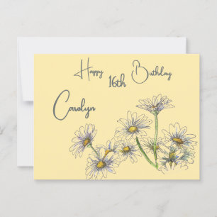 Carte Postale Beurre marguerite jaune Aquarelle nom et âge Anniv