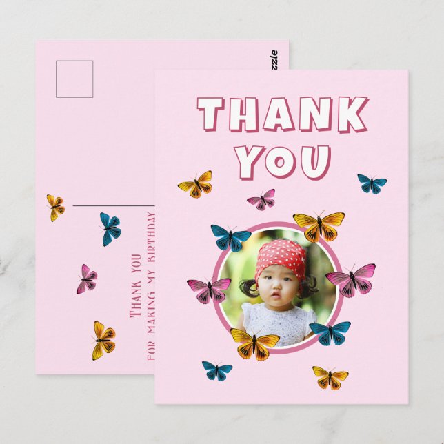 Carte Postale Beurre rose mou Merci d'anniversaire Photo (Devant / Derrière)