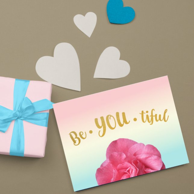 Carte Postale BeYoutiful Be You Pastel Gradient Rose Gold Poster (Créateur téléchargé)