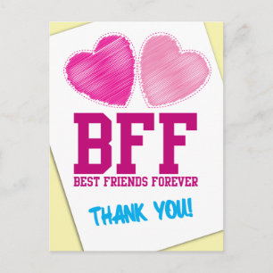 Carte Postale BFF MERCI ! Meilleurs amis pour toujours !