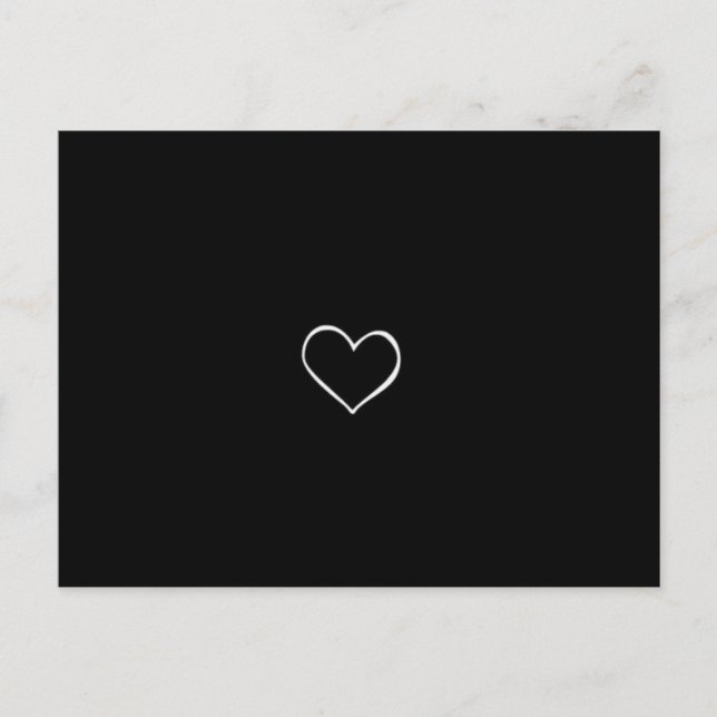 Carte Postale BHBL noir arrière - plan blanc coeur classique amo (Devant)