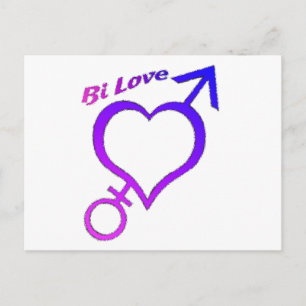 Carte Postale Bi Love Coeur et symboles fléchés