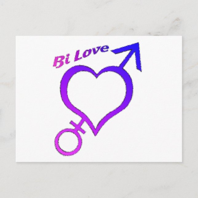 Carte Postale Bi Love Coeur et symboles fléchés (Devant)