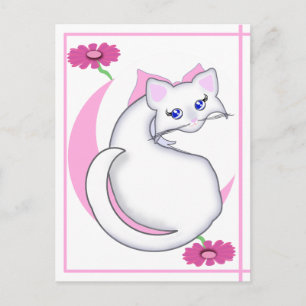 Carte postale Bianca Toon Kitty Tickled Pink w Flo