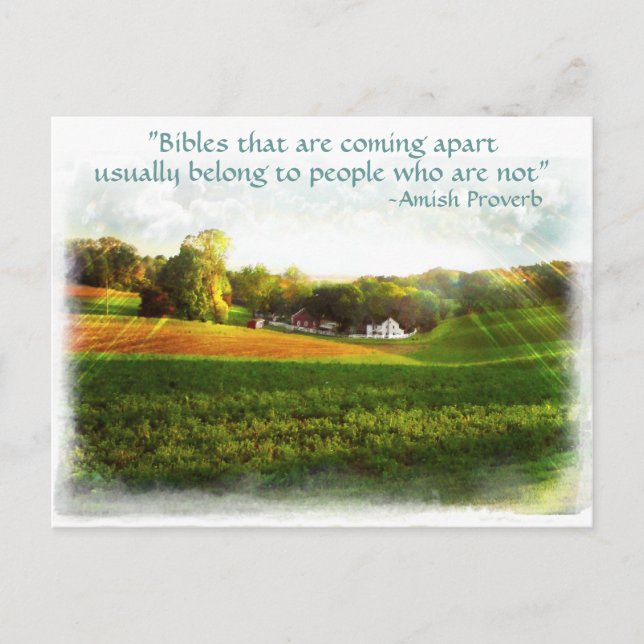 Carte Postale Bible Amish. Nom du magasin Proverb. (Devant)