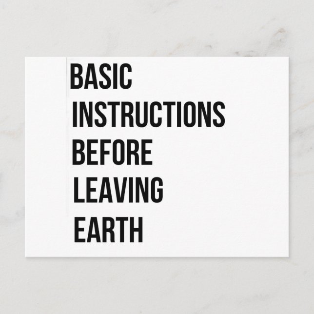 Carte Postale BIBLE : Instructions de base avant de quitter la T (Devant)