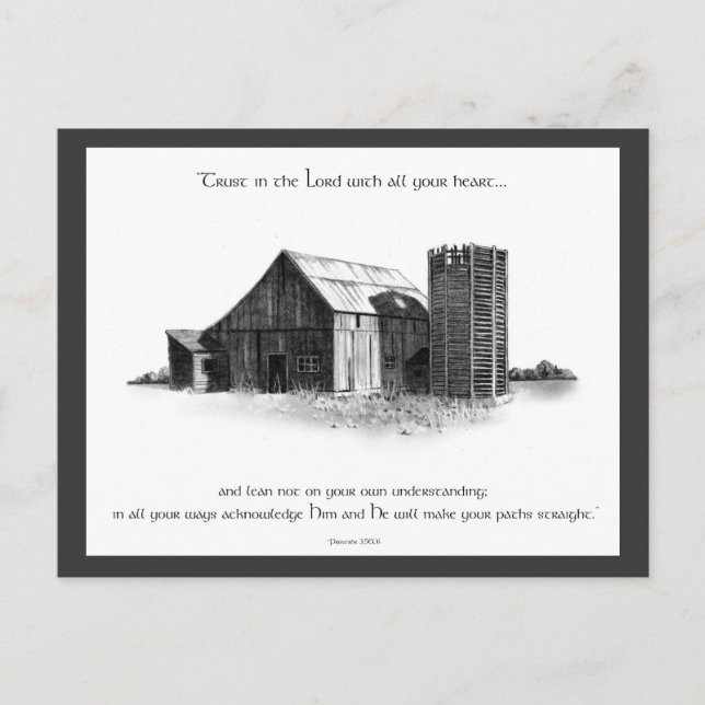 CARTE POSTALE BIBLE : PROVERBES : ANCIENNE BARRE, DESSIN PENCIL (Devant)