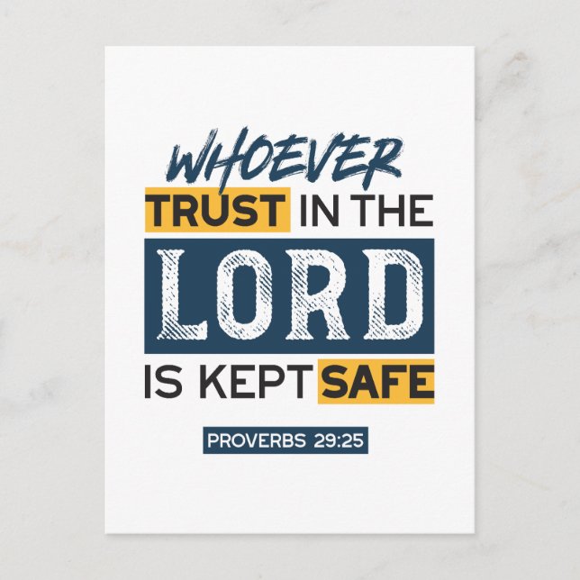 Carte Postale Bible Quote Art - Proverbs 29:25 Trust in God (Devant)